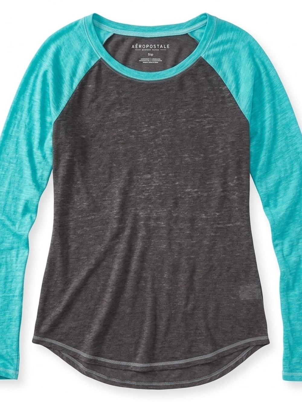 Aeropostale Black and Teal Long Sleeve Top